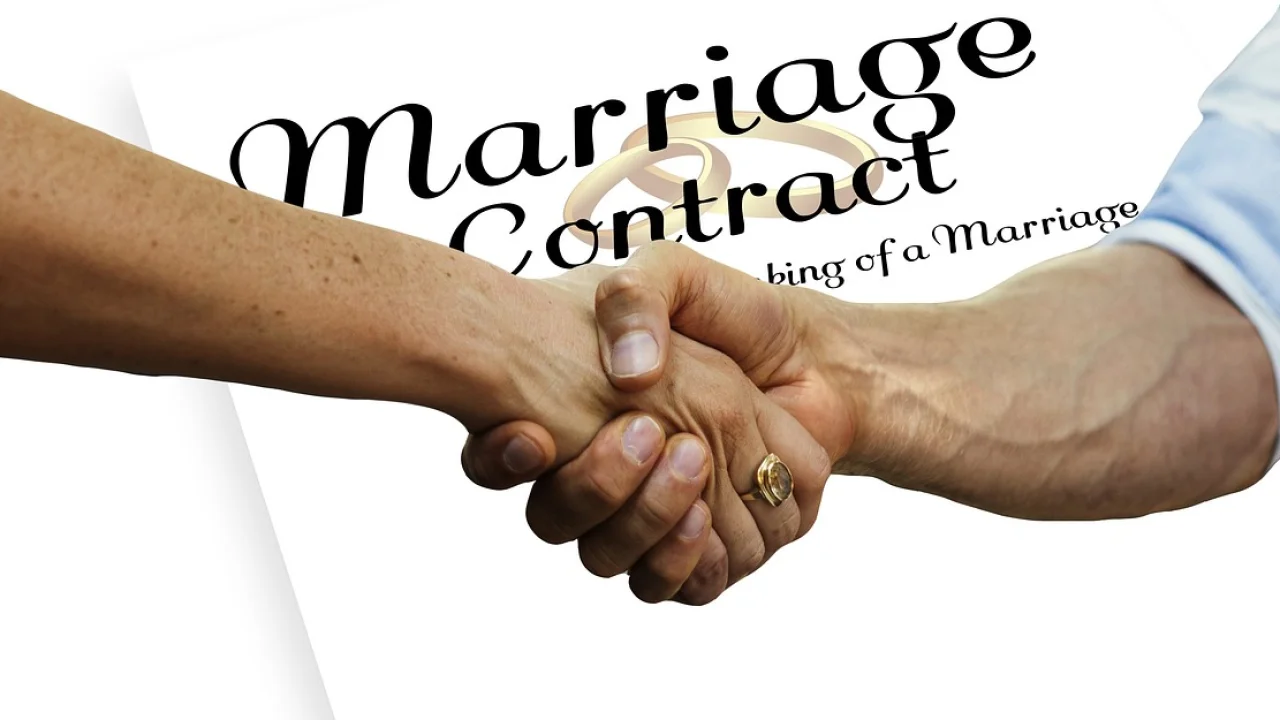 Documento de casamento com informações dos cônjuges