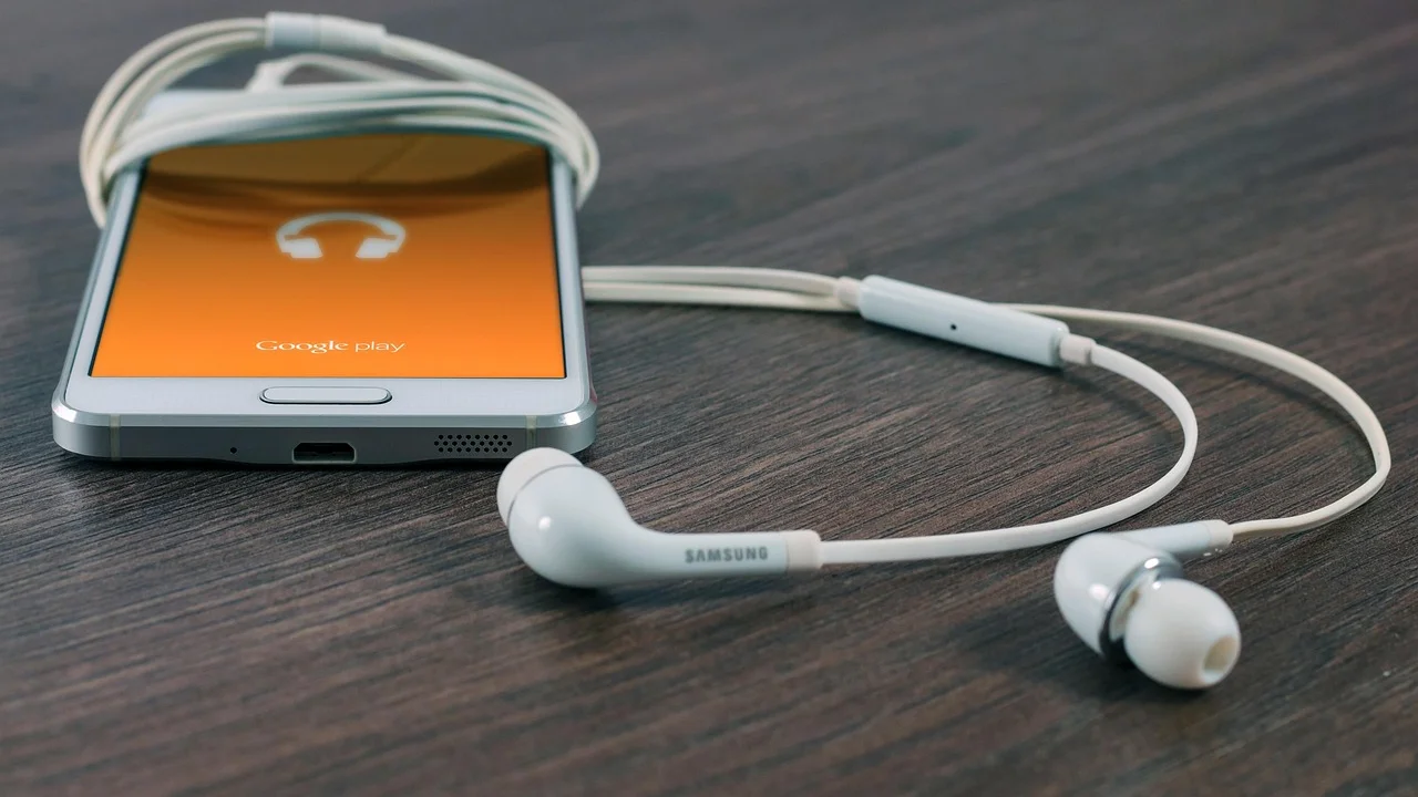 Tela de aplicativo de música com opção de download ativada.